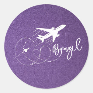 Purple Brazil Passport Classic Round Sticker