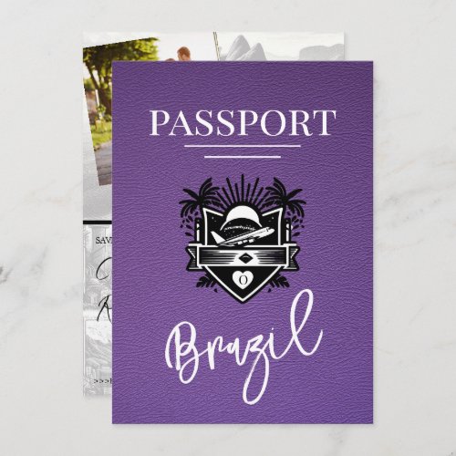 Purple Brazil Passport Save the Date