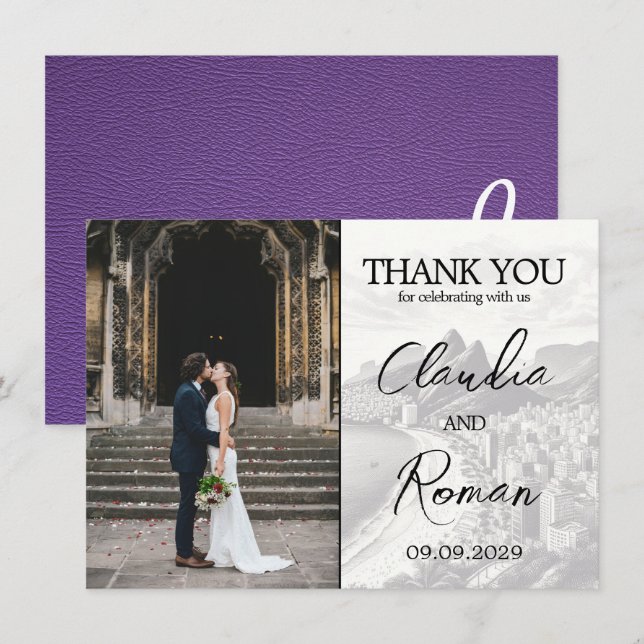 Purple Brazil Passport Thank You Card (Front/Back)