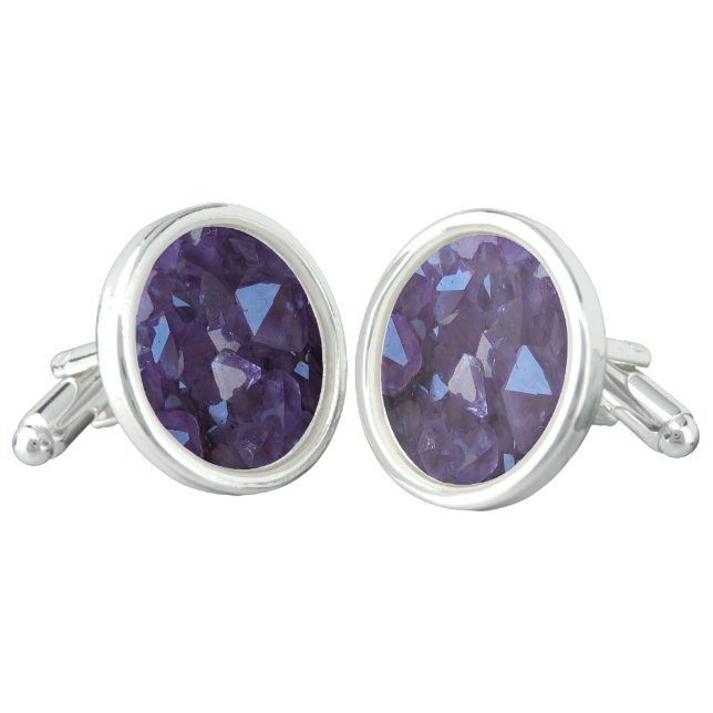 Purple Brazilian Quartz Amethyst Photo Cufflinks (Angled)
