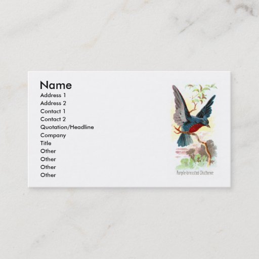 Customizable Purple Breasted Chatterer Business Cards