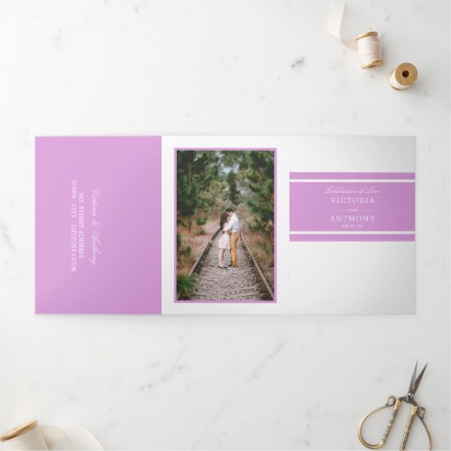 Purple Breeze Modern Wedding Suite Tri_Fold Invitation