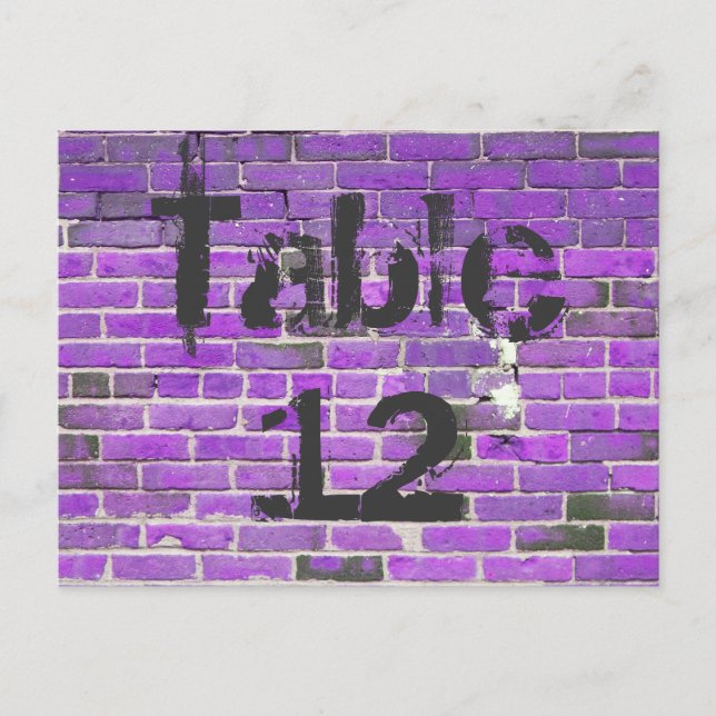 Purple Brick Graffiti Reception Table Numbers (Front)