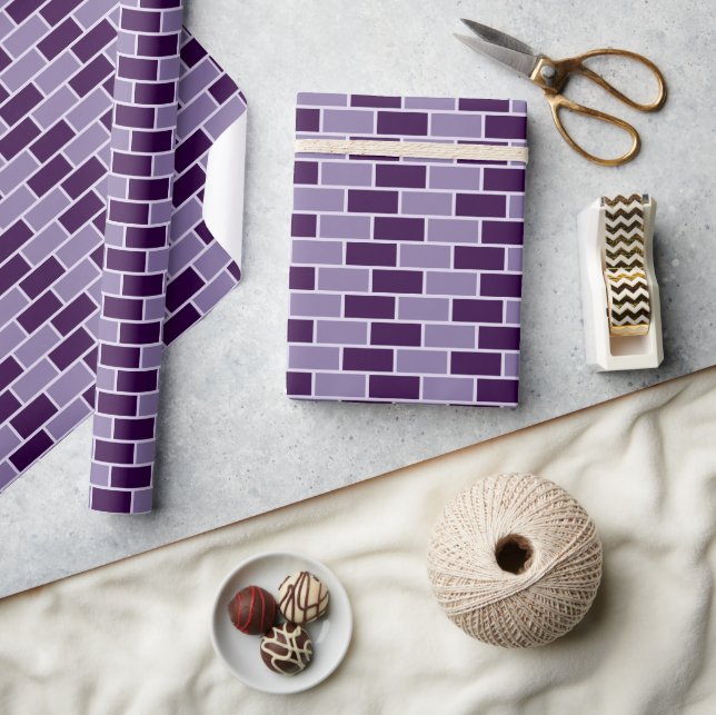 Purple Brick Wall Seamless Pattern Wrapping Paper (Crafts)