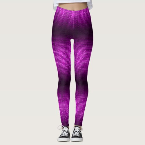 Purple Bricks Black Light Rave Party Leggings