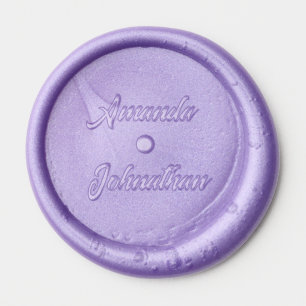 Purple bridal couples names luna lunar dot moon wax seal sticker
