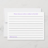 Purple Bridal Shower Advice Cards (Back)