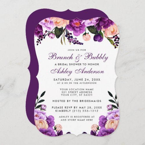 Purple Bridal Shower Brunch Invite BP