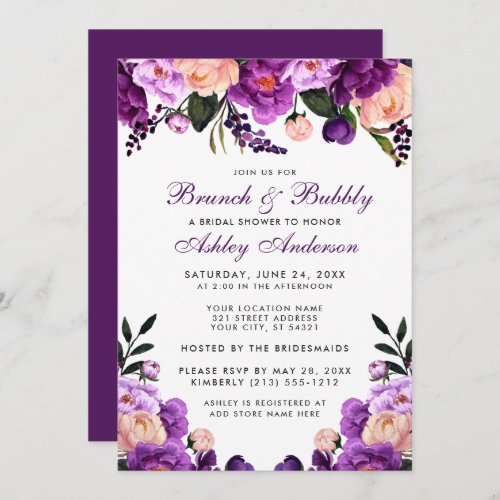 Purple Bridal Shower Brunch Invite P