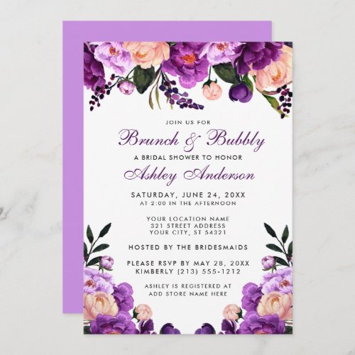 Purple Bridal Shower Brunch Invite V