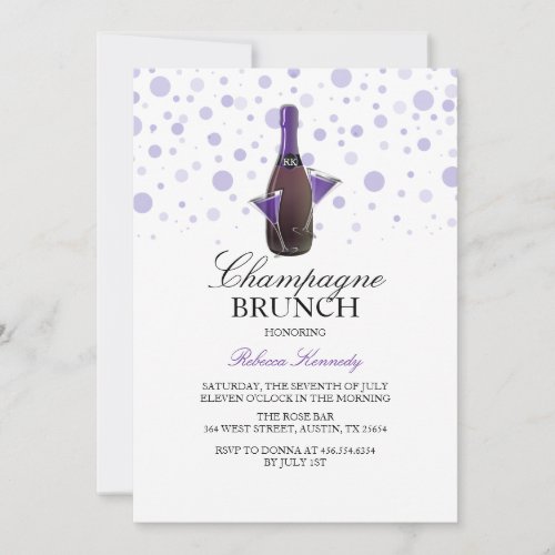 Purple Bridal Shower Champagne Brunch Invite