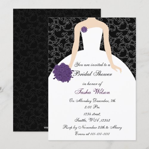 purple Bridal Shower Invitation