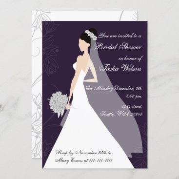 purple Bridal Shower Invitation