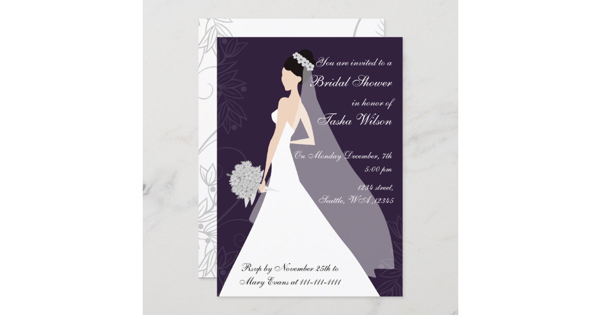 purple Bridal Shower Invitation | Zazzle