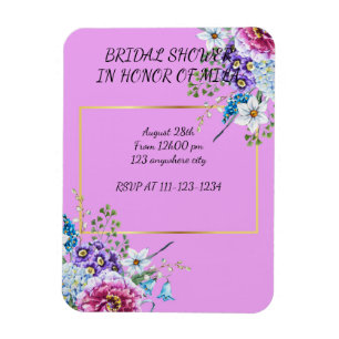 PURPLE BRIDAL SHOWER INVITATION MAGNET