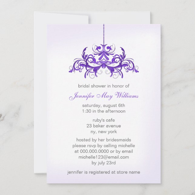 Purple Bridal Shower Invitations (Front)