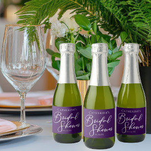 Purple Bridal Shower Party Personalized Mini Sparkling Wine Label