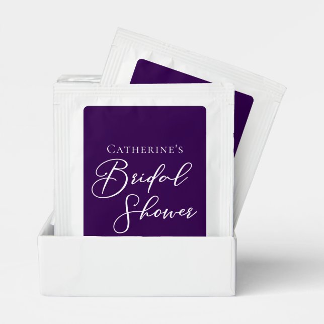 Purple Bridal Shower Party Personalized Tea Bag Drink Mix (Pair)