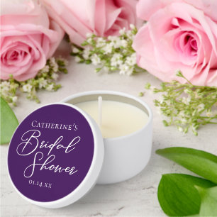 Purple Bridal Shower Personalized White Script Mini Candle Favors
