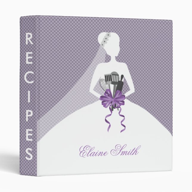 Purple Bridal shower Recipe Folder (Front/Spine)
