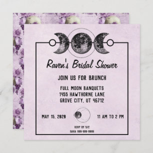 Purple Bridal Shower Skulls Roses Goth Wicca Invitation