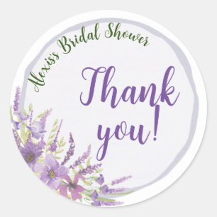 Purple bridal shower Thank you sticker