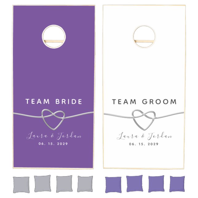 Purple Bride and Groom Wedding Cornhole Set (Set)