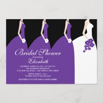 Purple Bride Bridesmaids Bridal Shower Invitation by celebrateitinvites at Zazzle