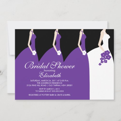 Purple Bride Bridesmaids Bridal Shower Invitation