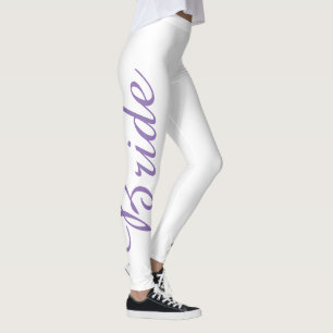 Purple BRIDE Wedding Cake Bridal Leggings