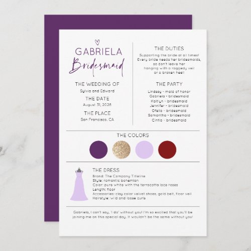 Purple Bridesmaid Proposal  Information