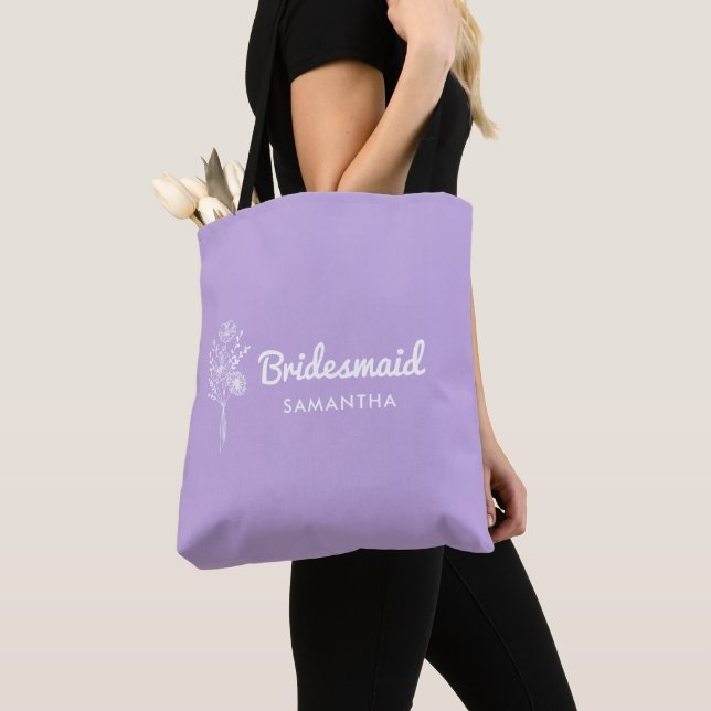 Purple Bridesmaid Proposal Maid of honor Gift  Tote Bag (Close Up)