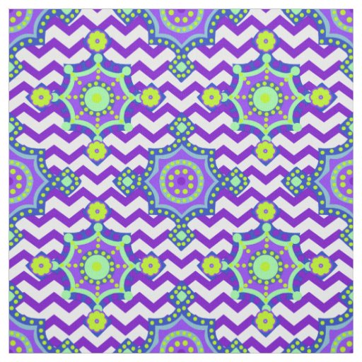Purple Bright Boho Chevron | Carnival Colors Fabric