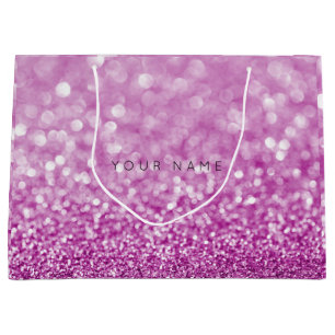 Purple Bright Pink White Glitter Favor Gift Bag