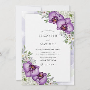 Purple Brilliant Tropical Wedding Invitation