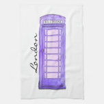 Purple - British Phone Booth - London - Tea Towel at Zazzle
