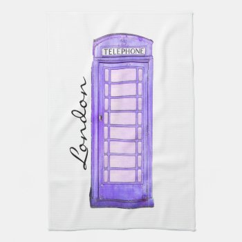 Purple - British Phone Booth - London - Tea Towel by hutsul at Zazzle