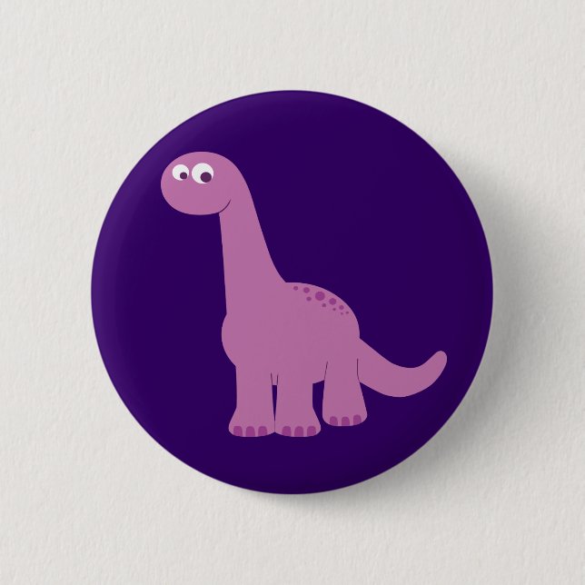 Purple Brontosaurus Dinosaur Button (Front)