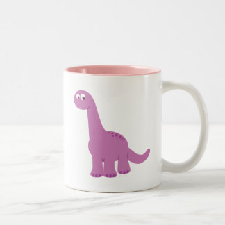 Purple Brontosaurus Dinosaur Two-Tone Coffee Mug