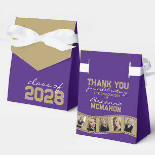 Purple & Bronze Gold Photo Collage Filmstrip Favor Boxes
