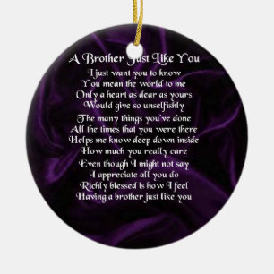 Purple Brother Poem Ceramic Ornament