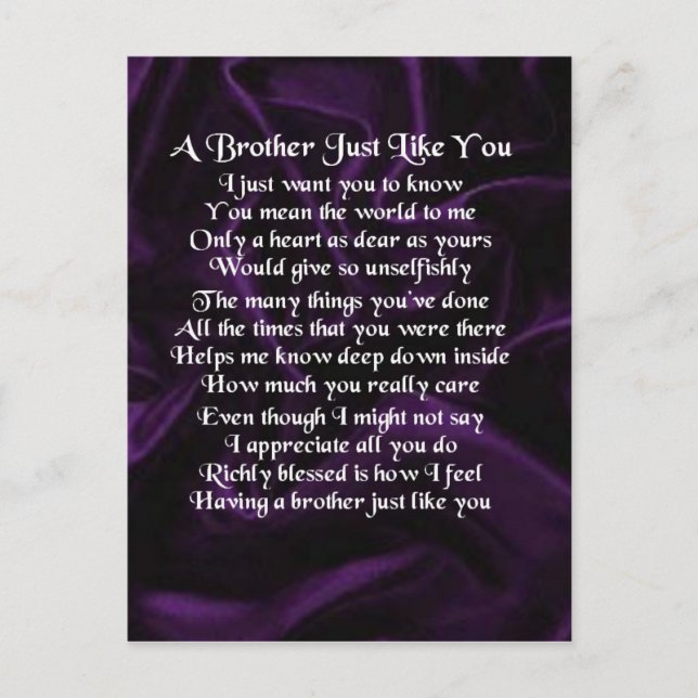 Purple  Brother  Poem Postcard (Front)