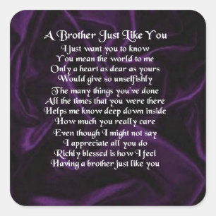 Purple  Brother  Poem Square Sticker