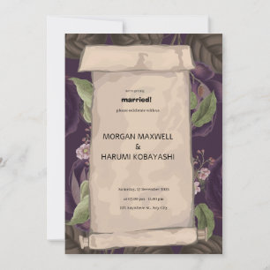 Purple Brown Decorative Vintage Wedding Invitation