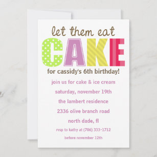 Purple/Brown Let Them Eat Cake Birthday Invitation
