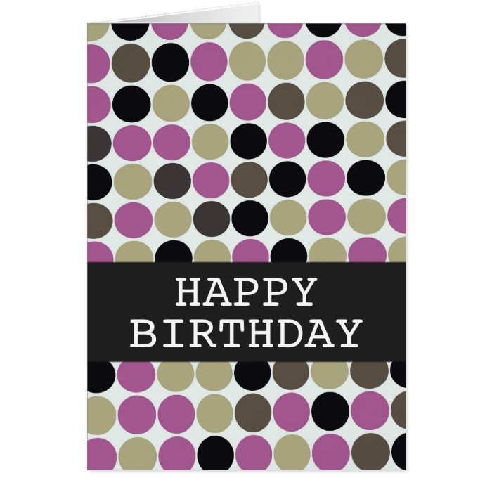 Purple &Brown Polka Happy Birthday Background Card