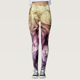 Purple Brown Smoky Dust Abstract Leggings
