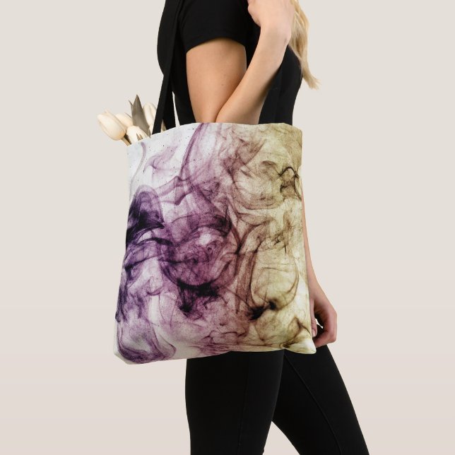 Purple Brown Smoky Dust Abstract Tote Bag (Close Up)