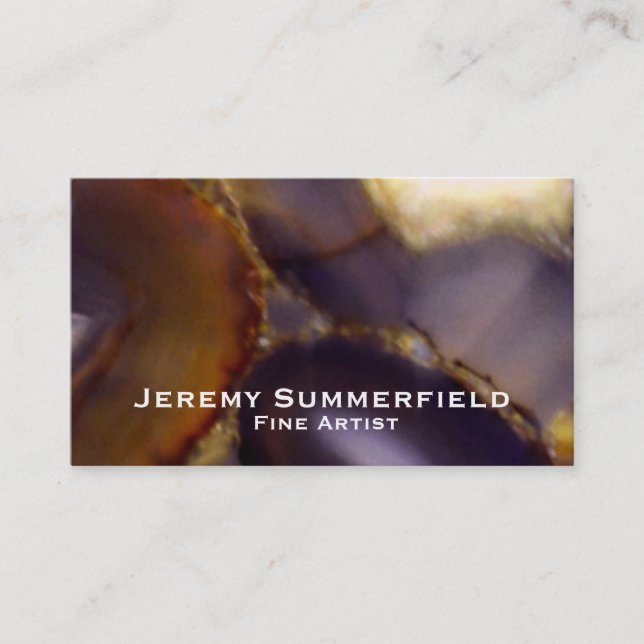 Purple Brown White Agate design Business Card (Front)