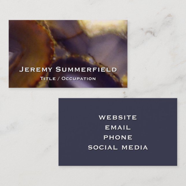 Purple Brown White Agate design Business Card (Front/Back)